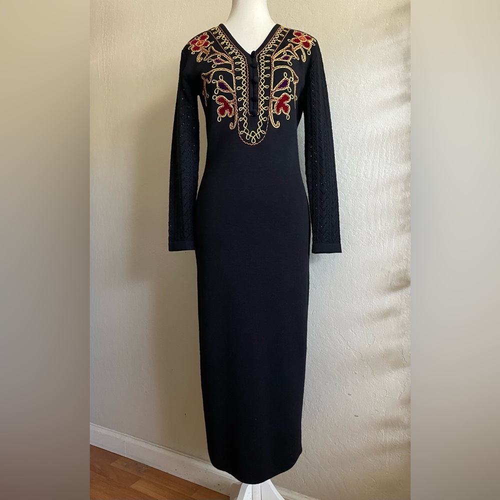 Carole Little embroidered sweater dress